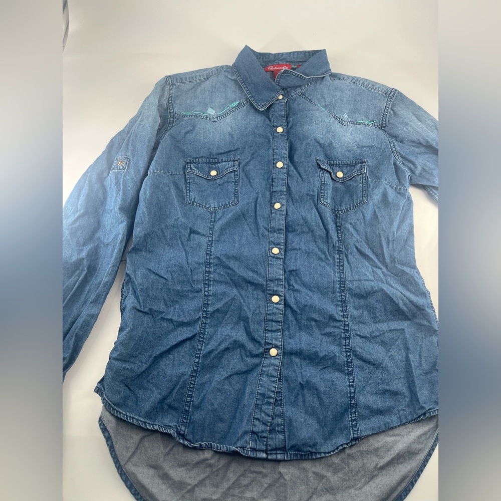 Women's Blue Button Down Denim Shirt